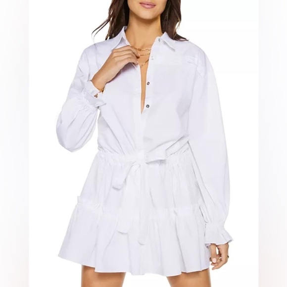 Ramy Brook Dresses & Skirts - Ramy Brook 'Josephine' White Cotton Tiered Mini Shirt Dress!